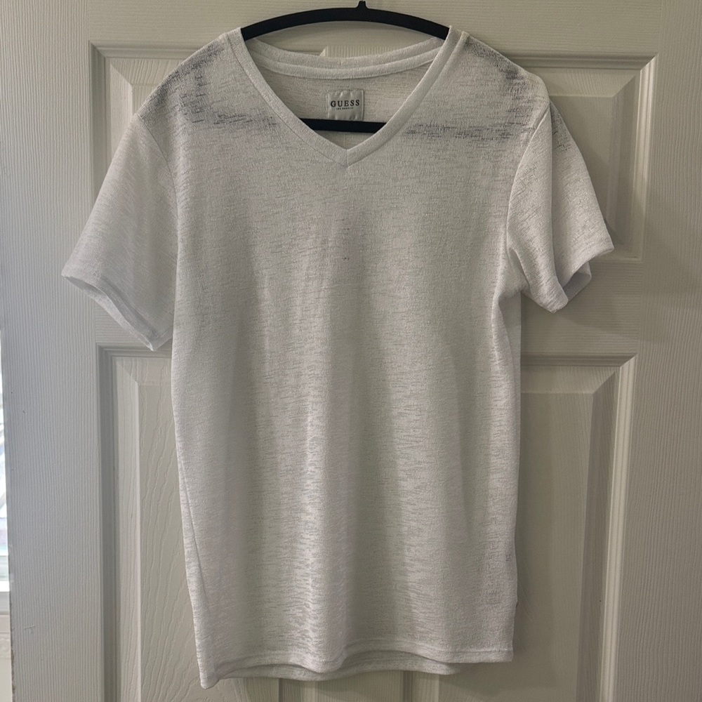 Guess Light Gray V-Neck Tee